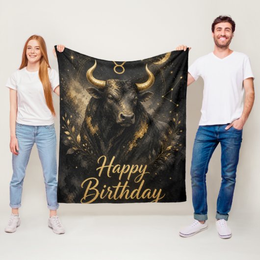 Stier Happy Birthday Sternzeichen Design Fleecedecke (Beispiel)