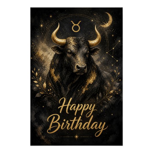 Stier Happy Birthday Sternzeichen Design Poster (Vorderseite)