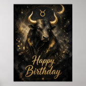 Stier Happy Birthday Sternzeichen Design Poster (Vorne)