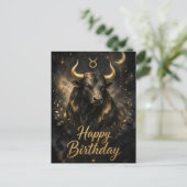 Stier Happy Birthday Sternzeichen Design Postkarte (Stehend Vorderseite)