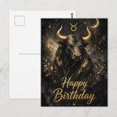 Stier Happy Birthday Sternzeichen Design Postkarte (Vorne/Hinten)