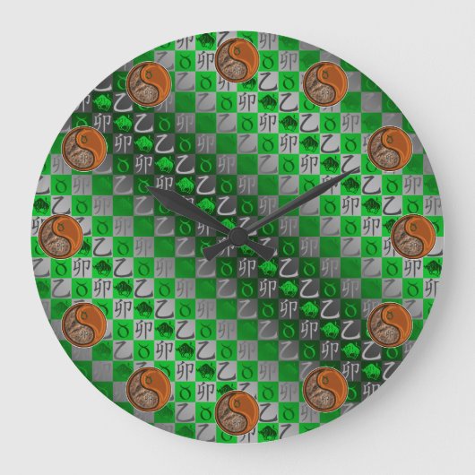Stier & Holz Kaninchen Große Wanduhr (Vorderseite)