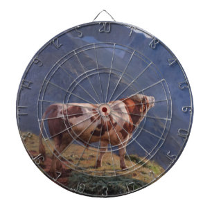 Stier in den Alpen (von Eugène Burnand) Dartscheibe