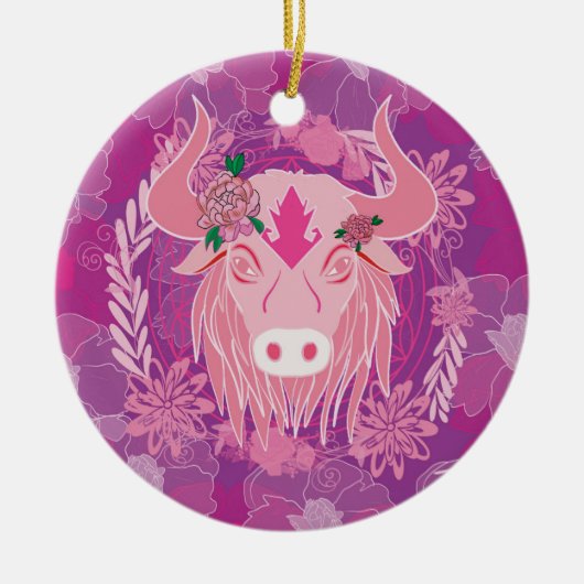 Stier Keramik Ornament (Vorne)