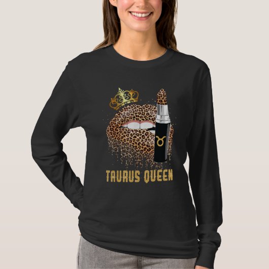 Stier Königin Leopard Lips Stier T-Shirt (Vorderseite)