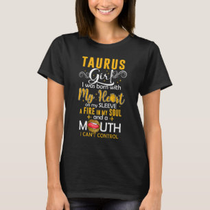 Stier Mädchen wurde mit meinem Herzen für schwarze T-Shirt