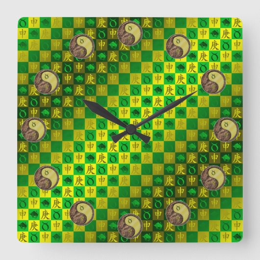 Stier & Metallaffe Quadratische Wanduhr (Vorderseite)