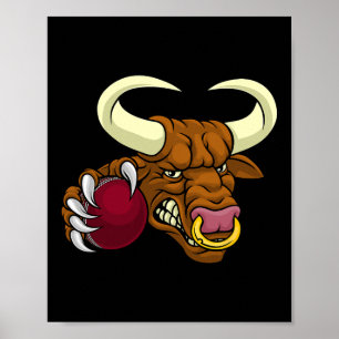 Stier Minotaurus Longhorn Kuh Cricket Cartoon Poster
