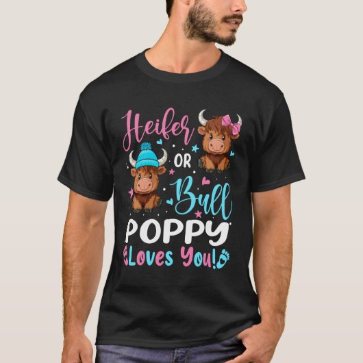 Stier oder Färse Mohn Liebt Dich Highland-Kuh-Lieb T-Shirt (Vorderseite)
