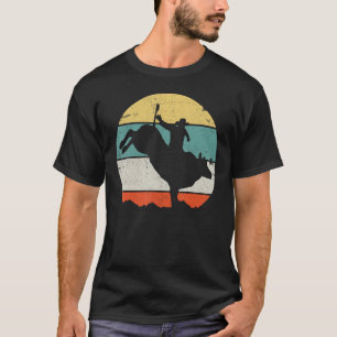 Stier-Reiten-Rodeo-Cowboy-Western-Land-Retro-Vin T-Shirt
