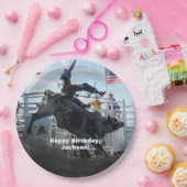 Stier-Reiter auf dem Sträuben von Stier-Rodeo Pappteller (Party)