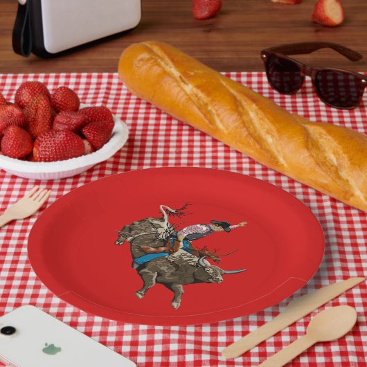 Stier-Reiter-Cowboy  Pappteller (Picknick)