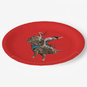 Stier-Reiter-Cowboy  Pappteller (Schrägansicht)