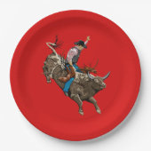 Stier-Reiter-Cowboy  Pappteller (Vorderseite)