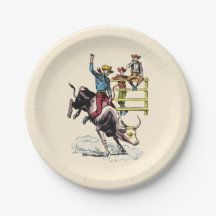 Stier-Reiter-Papierteller (Farbe wählbar)