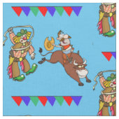 Stier-Reiter und Rodeo-Clown mit Flaggen Stoff (Nahaufnahme)