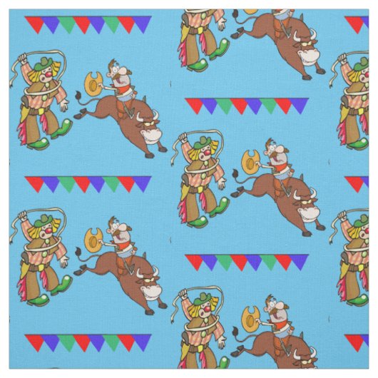 Stier-Reiter und Rodeo-Clown mit Flaggen Stoff (Muster)