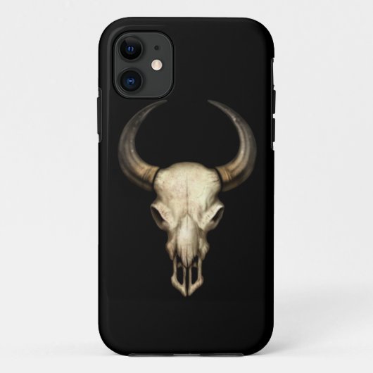 Stier-Schädel auf Schwarzem Case-Mate iPhone Hülle (Rückseite)
