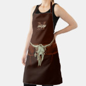 Stier Schädel Braun Land Monogram Rustikal Western Schürze (InSitu)