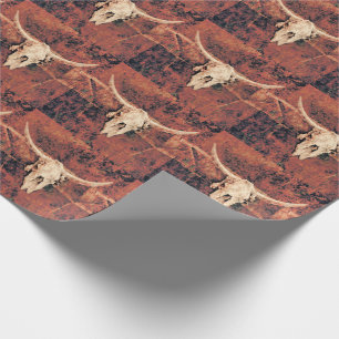 Stier-Schädel Country Western Braun Schwarz Muster Geschenkpapier