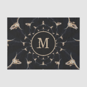 Stier-Schädel-Cowboy-Monogramm Braun Vintage-Land Seidenpapier
