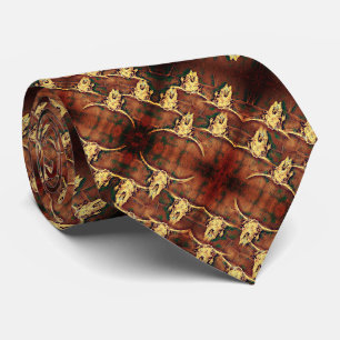 Stier-Schädel Western-Country-Rustikal-Plaid-Stil Krawatte