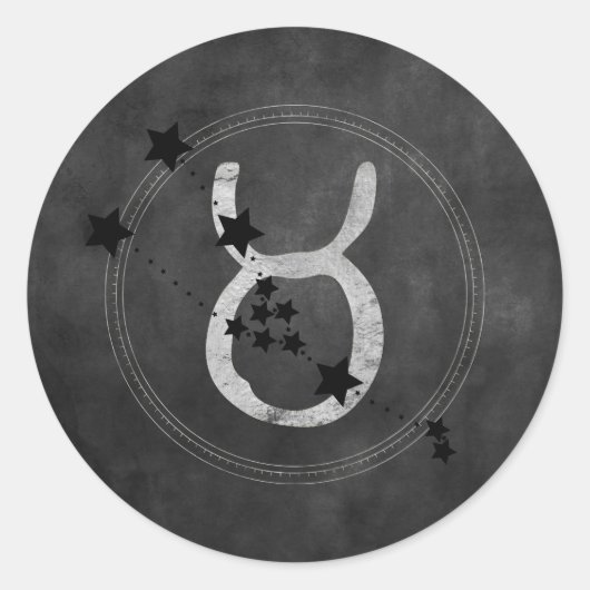 Stier schwarze Sterne Silberzodiaksymbol Runder Aufkleber (Vorderseite)