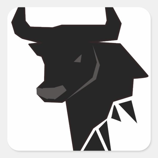 Stier Silhouette Sternzeichen Quadratischer Aufkleber (Vorderseite)