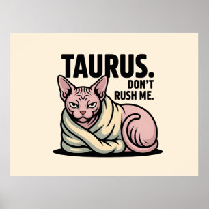 Stier Sphynx-Katze Zodiac-Haltung Illustration Poster