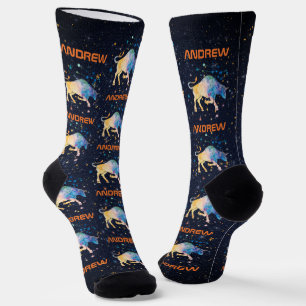 Stier-Sternbild Tierkreis Wasserfarbe Stern Galaxi Socken