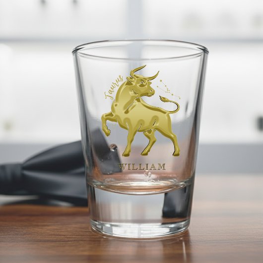 Stier Sternzeichen Astrologie Gold Geburtstag Schnapsglas