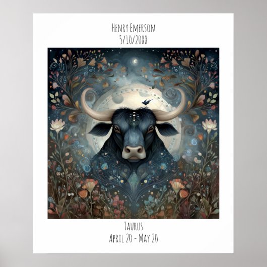 Stier-Sternzeichen Astrologie Name & Geburtstag Poster (Vorne)