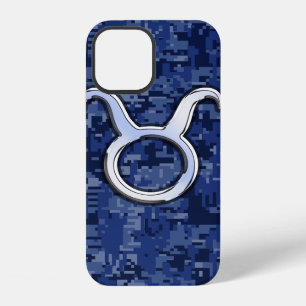 Stier-Sternzeichen auf Marineblauer Digital Camo iPhone Hülle