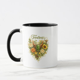 Stier-Sternzeichen-Blumen-Herz-Tasse – Erdige Astr Tasse