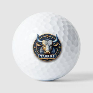 Stier-Sternzeichen-Bullen-Emblem mit goldenem Ring Golfball