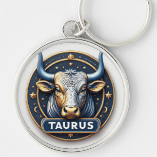 Stier-Sternzeichen-Bullen-Emblem mit goldenem Ring Schlüsselanhänger