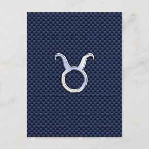 Stier-Sternzeichen-Dekor Navyblauer Kohlefaserdruc Postkarte