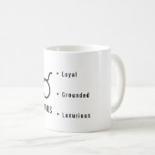 Stier-Sternzeichen-Eigenschaften Minimale Astrolog Kaffeetasse (VorderseiteRechts)