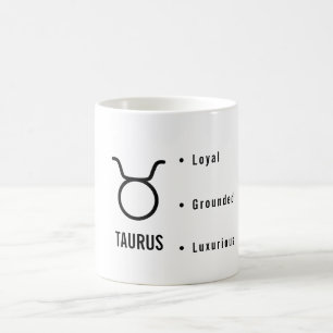 Stier-Sternzeichen-Eigenschaften Minimale Astrolog Kaffeetasse