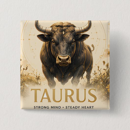 Stier-Sternzeichen Geburtstags-Astrologie-Geschenk Button (Vorderseite)