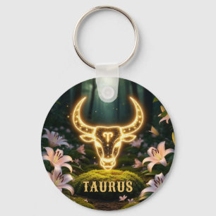 Stier-Sternzeichen-Geschenk mit botanischem Luxus Schlüsselanhänger