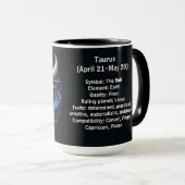 Stier-Sternzeichen-Kunst für 21. April–20. Mai Tasse (VorderseiteRechts)