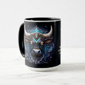 Stier-Sternzeichen-Kunst für 21. April–20. Mai Tasse (Vorderseite Links)