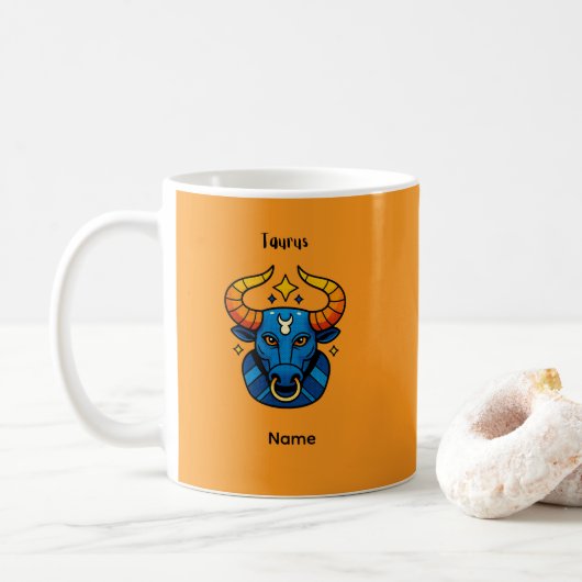 Stier-Sternzeichen - Minimalistischer goldener Him Kaffeetasse (Mit Donut)