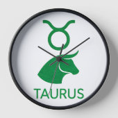 Stier-Sternzeichen Minimalistischer Grüner Stier Uhr (Vorderseite)