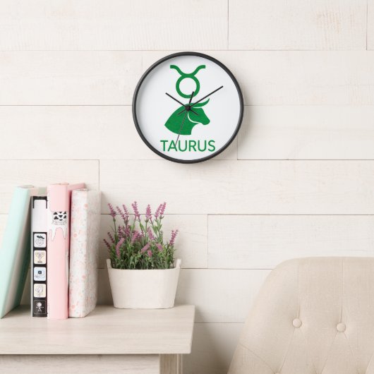 Stier-Sternzeichen Minimalistischer Grüner Stier Uhr (Lesesaal)