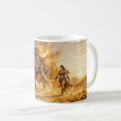 Stier-Sternzeichen mit Krieger führt ein feuriges Kaffeetasse (VorderseiteRechts)