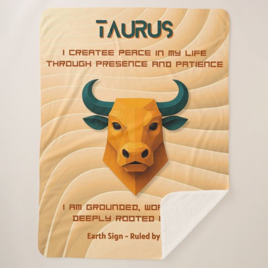 Stier-Sternzeichen Modern 3D mit Affirmationen Sherpadecke (Vorderseite)