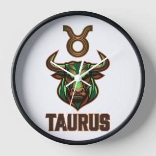 Stier-Sternzeichen Moderne grüne Esports-Maskottch Uhr