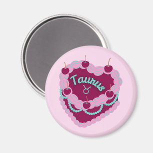 Stier-Sternzeichen-Pastell-Herz-Geburtstagskuchen Magnet